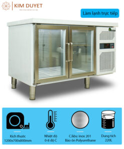 Tủ (bàn) mát 1200mm cánh kính