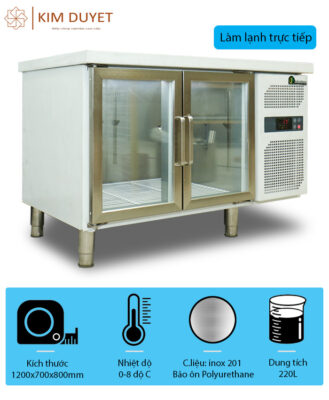Tủ (bàn) mát 1200mm cánh kính