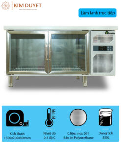 Tủ (bàn) mát 1500mm cánh kính