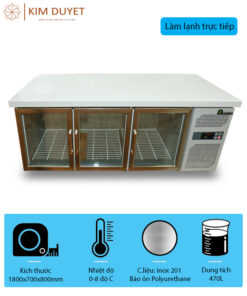 Tủ (bàn) mát 1800mm cánh kính