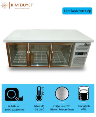 Tủ (bàn) mát 1800mm cánh kính