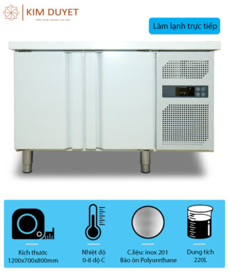 Tủ (bàn) mát 1200mm cánh inox