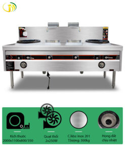 Bếp Á đôi họng đất 2000mm (có quạt thổi)